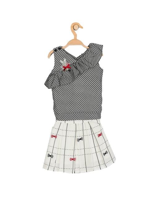 peppermint kids black & white checks top with skirt