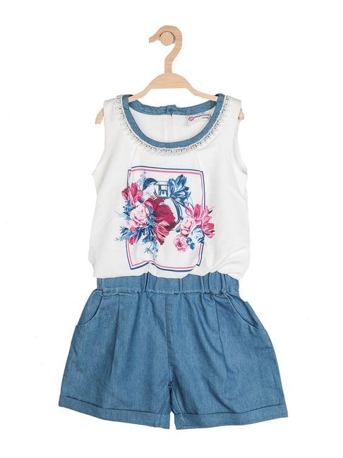 peppermint kids blue printed playsuit