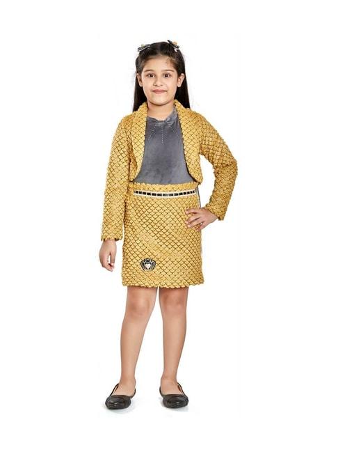 peppermint kids mustard & grey chequered full sleeves top set