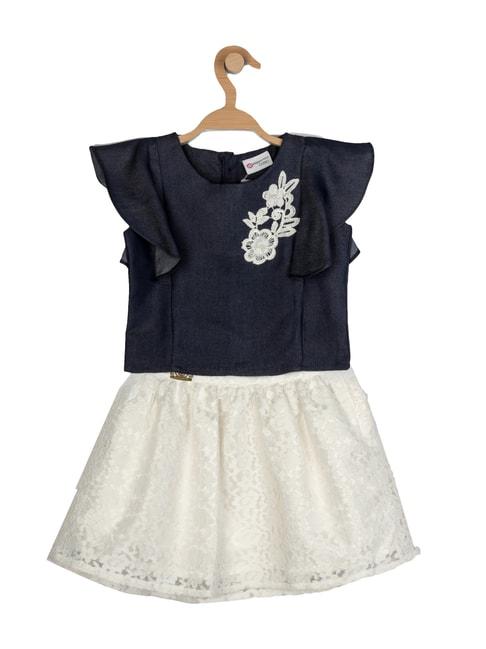 peppermint kids navy embroidered clothing set