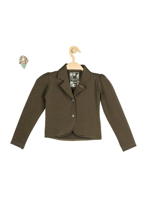 peppermint kids olive solid jacket with hair clip
