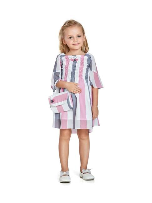 peppermint kids pink & white striped dress
