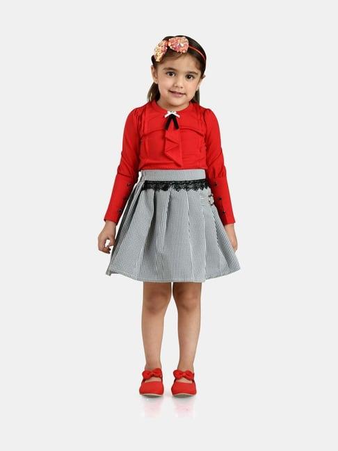 peppermint-kids-red-&-black-chequered-full-sleeves-top-set