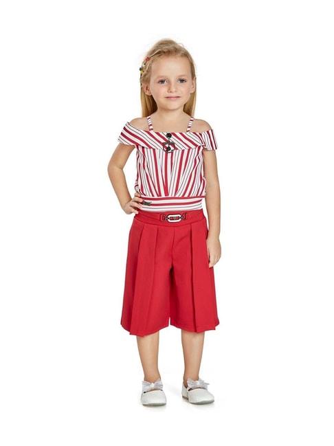peppermint kids red & white striped top set