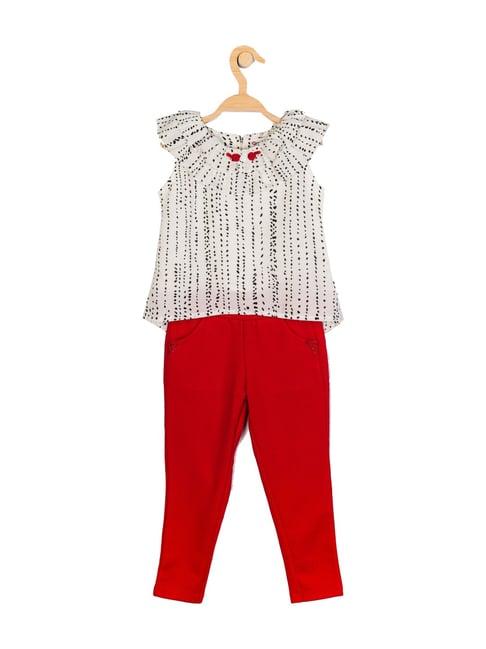peppermint kids red printed clothing set