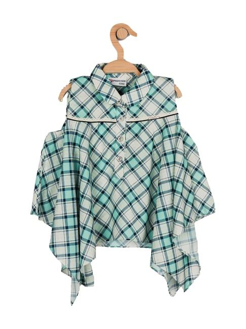peppermint kids sea green chequered top