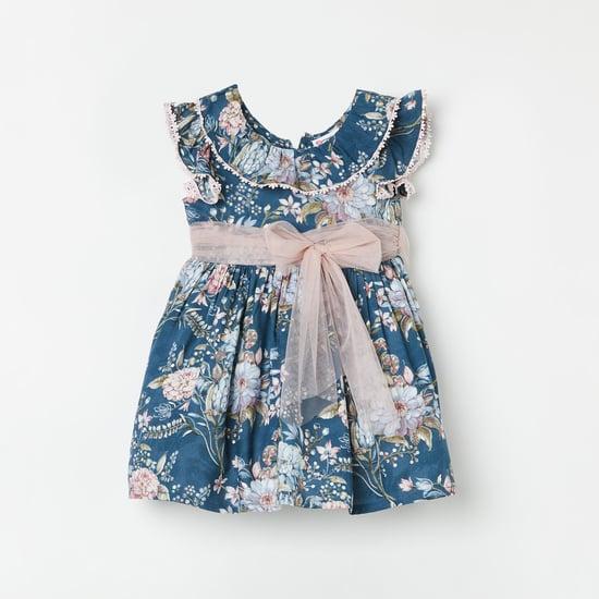 peppermint girls floral print a-line dress with sash