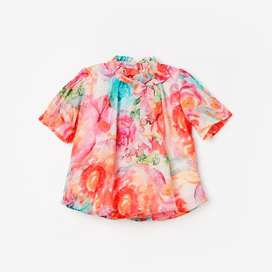 peppermint girls floral print tie-up top