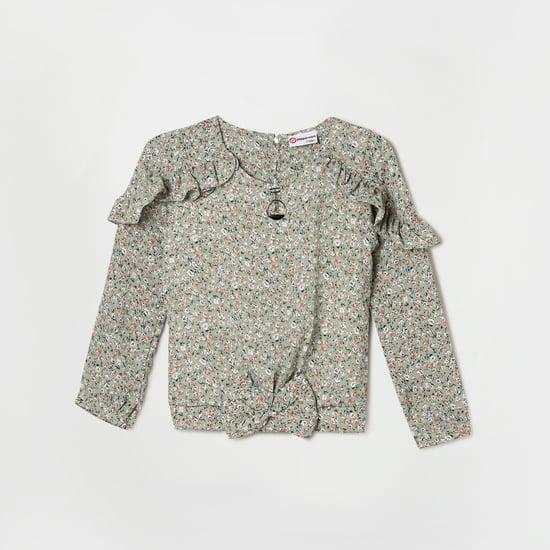 peppermint girls floral printed full sleeves casual top