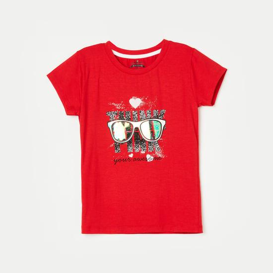 peppermint girls graphic printed half sleeves t-shirt