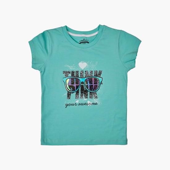 peppermint girls graphic printed half sleeves t-shirt