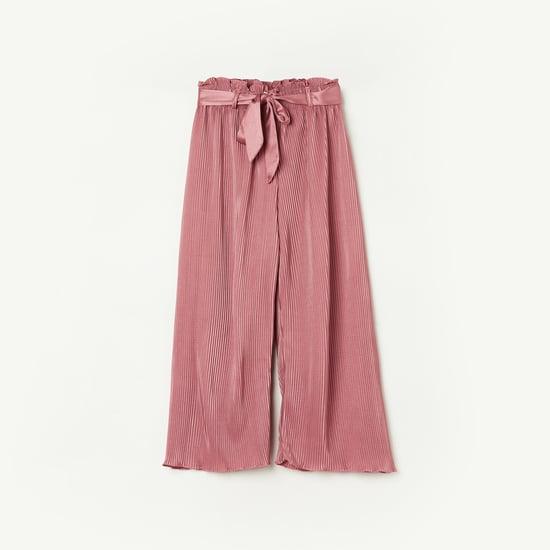 peppermint girls pleated tie-up belt trousers