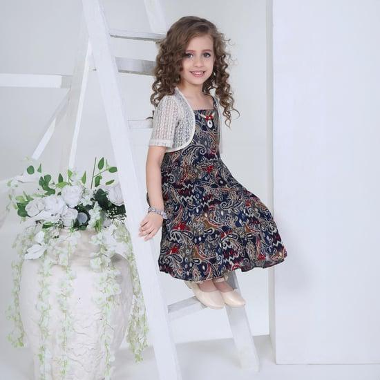 peppermint girls printed a-line dress with shrug