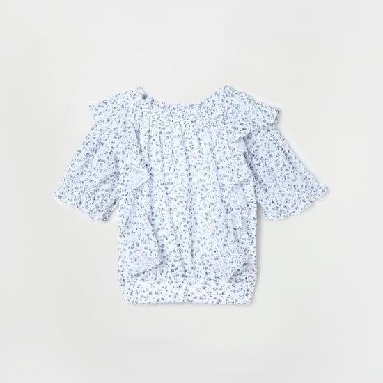 peppermint girls printed ruffle detail casual top
