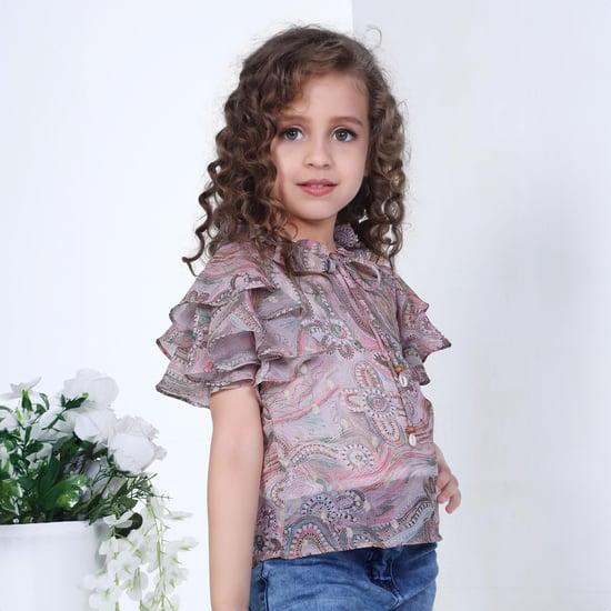 peppermint girls printed tie-up neck top