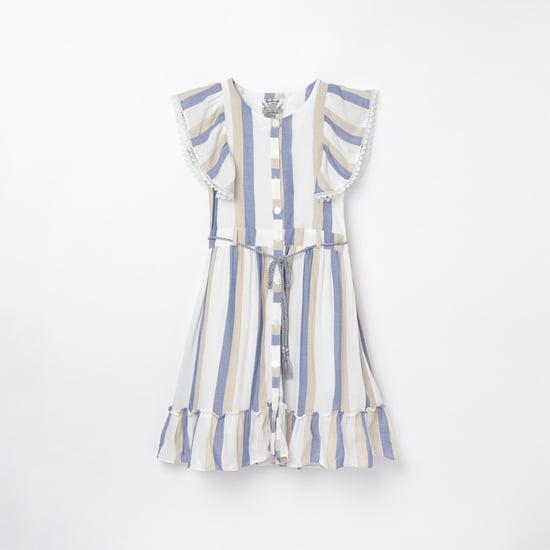 peppermint girls striped a-line dress with ruffles
