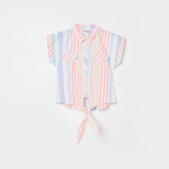 peppermint girls striped spread collar casual shirt