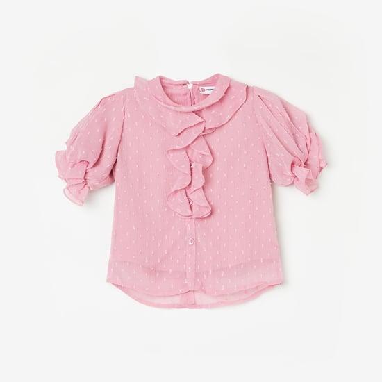 peppermint girls textured ruffled-detail top