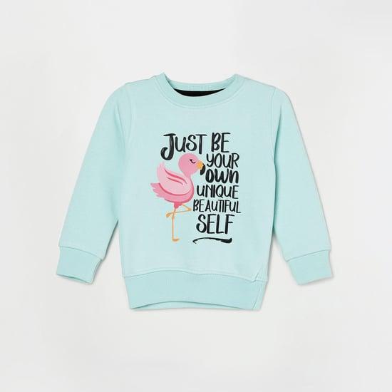 peppermint girls typographic print round neck sweatshirt