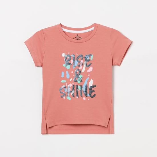 peppermint girls typographic printed round neck t-shirt