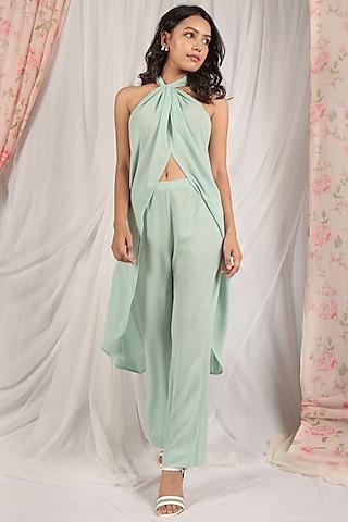 peppermint green georgette tunic set