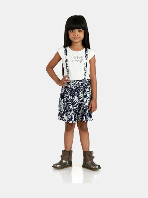 peppermint kids black & white printed dungaree