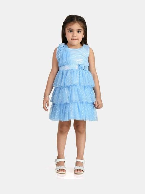 peppermint kids blue applique dress