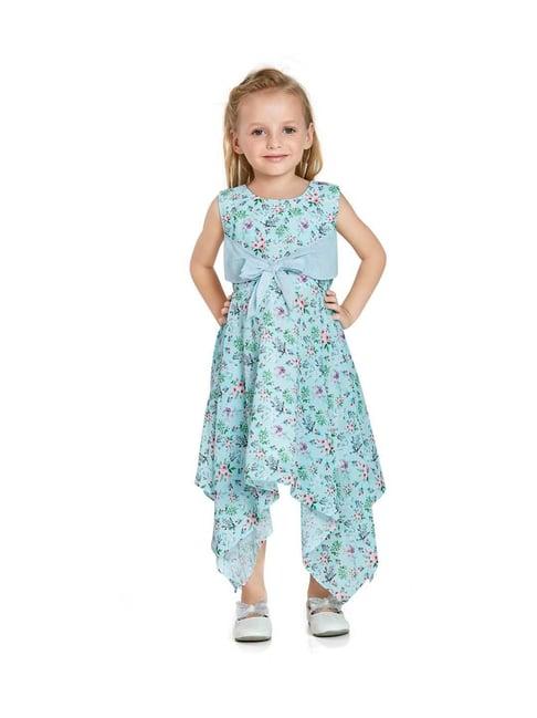 peppermint kids blue floral print dress