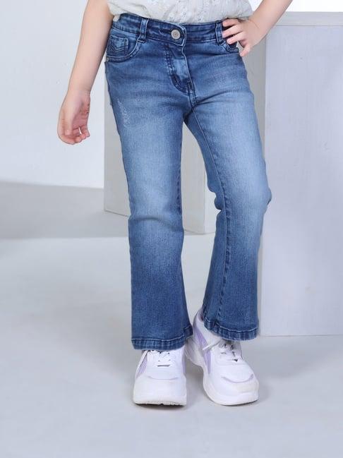 peppermint kids blue solid jeans