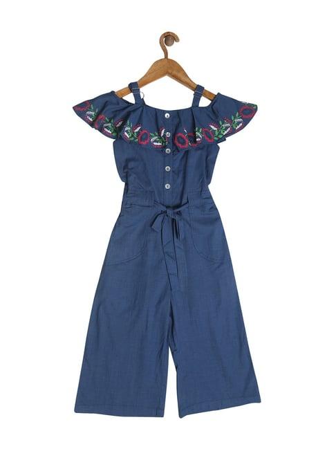 peppermint kids blue solid jumpsuit