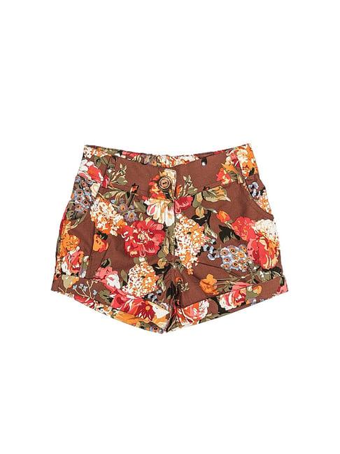 peppermint kids brown floral print shorts