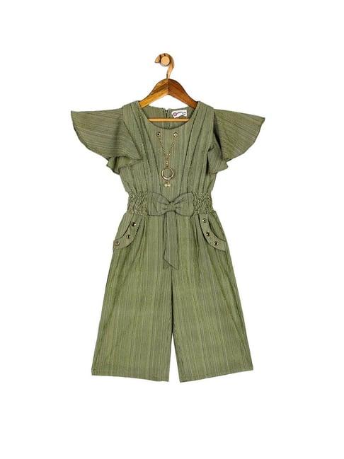 peppermint kids green striped  jumpsuit