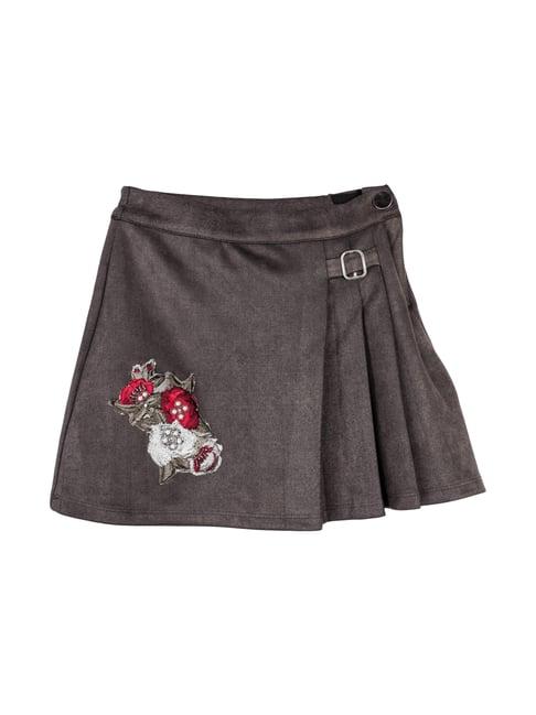 peppermint kids grey embroidered skirt