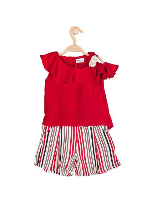 peppermint kids multicolor striped top with shorts