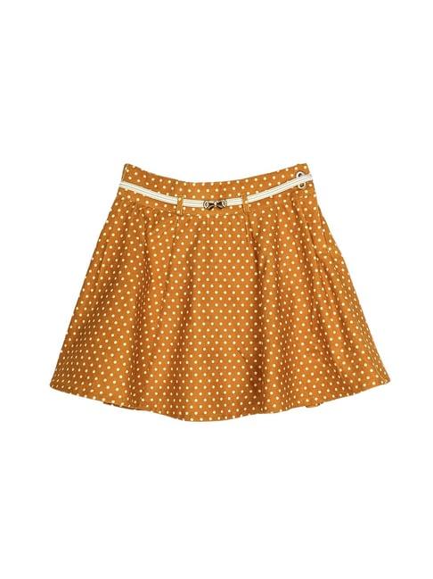 peppermint kids mustard printed skirt with belt