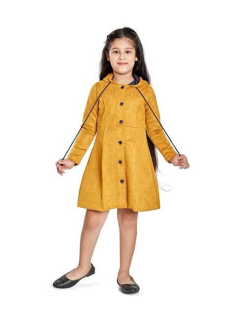 peppermint kids mustard regular fit full sleeves dress