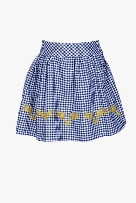 peppermint kids navy & white plaid skirt