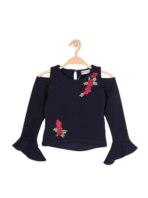 peppermint kids navy embroidered top