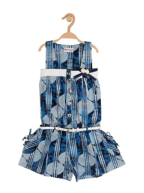 peppermint kids navy printed playsuit with belt