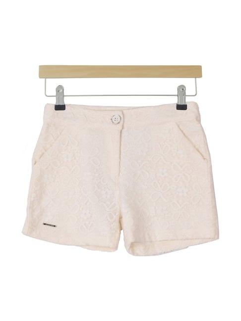 peppermint kids off white lace work shorts