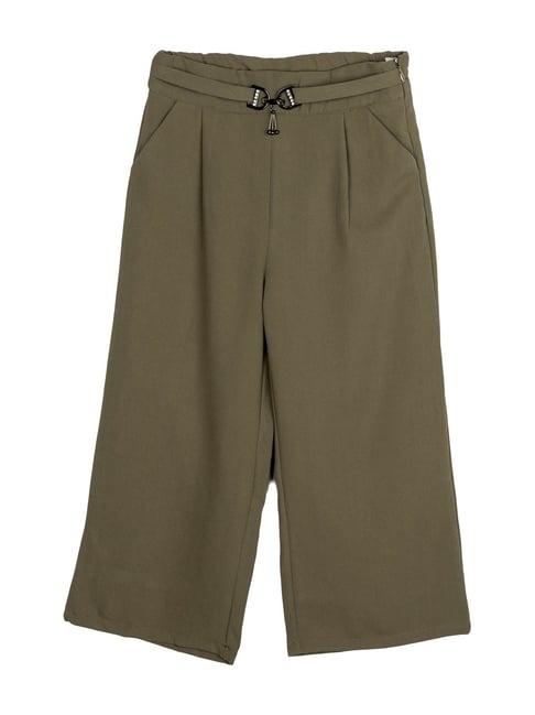peppermint kids olive green flared fit culottes