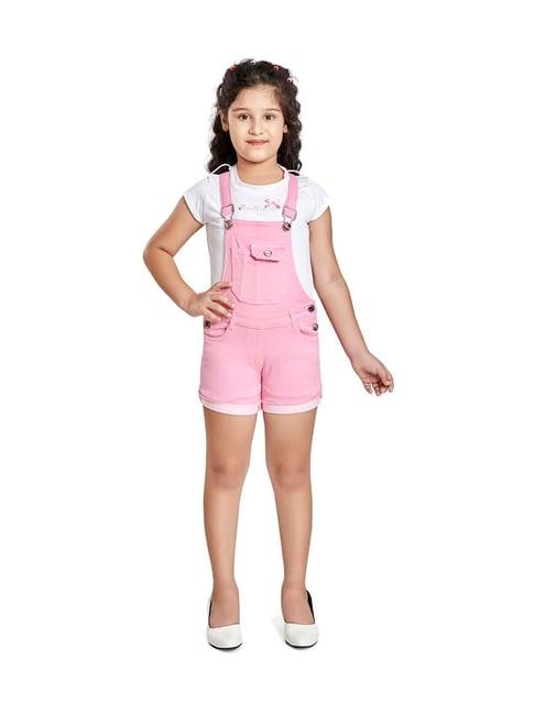 peppermint kids pink flared fit dungaree