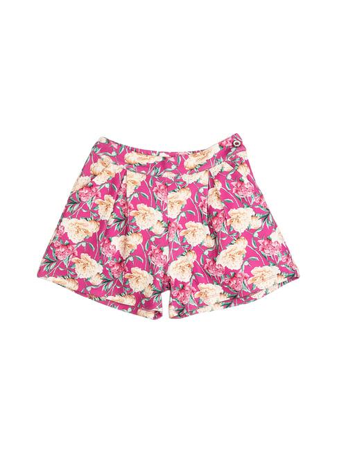 peppermint kids pink floral print shorts