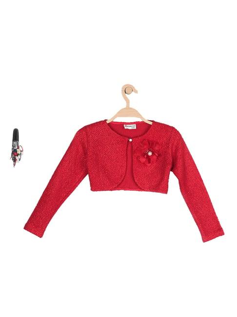 peppermint kids red applique shrug with hairband
