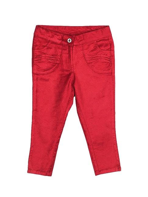 peppermint kids red solid trousers