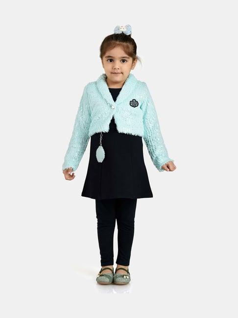 peppermint kids sea green regular fit full sleeves top set