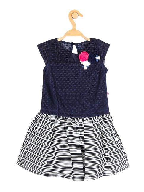 peppermint kids white & navy striped top with skirt