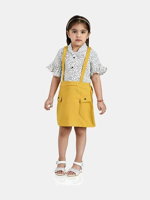 peppermint kids white & yellow printed dress