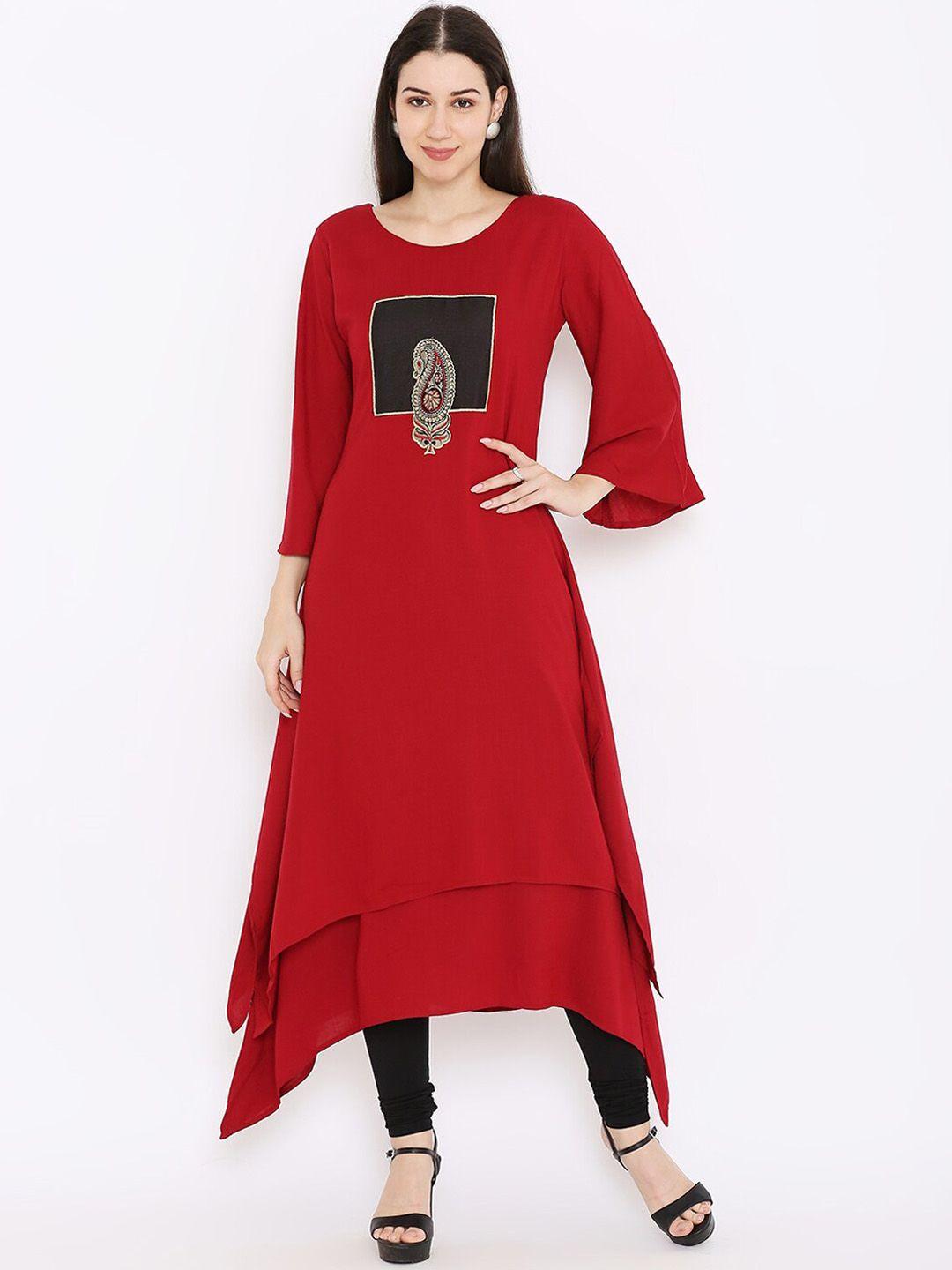 peppertree women maroon embellished layered ethnic dresses