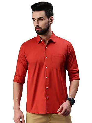 peppyzone men's regular fit casual shirt (2xl, pastel red)